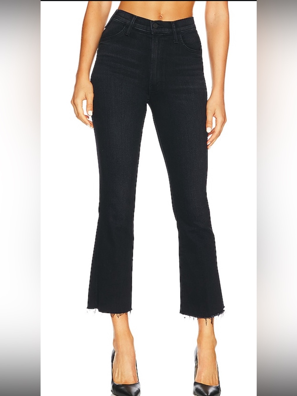 Mother The Hustler Ankle Fray Jeans ‘Encounters at Night’ (Black), Size 28